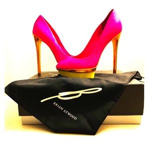 Brian Atwood (pink snake) Fontanne pumps